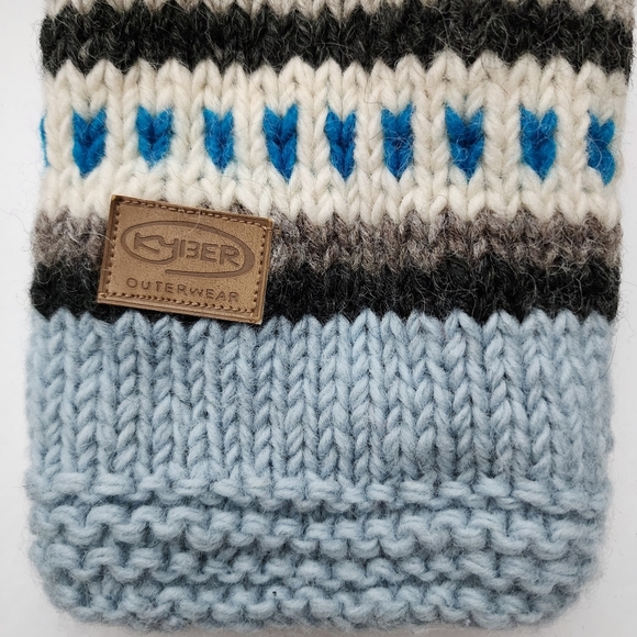 KYBER Outwear Women's Knit Light Blue Fairisle Wool Fleece Lined Zip Hoodie Sz S - Picture 11 of 15